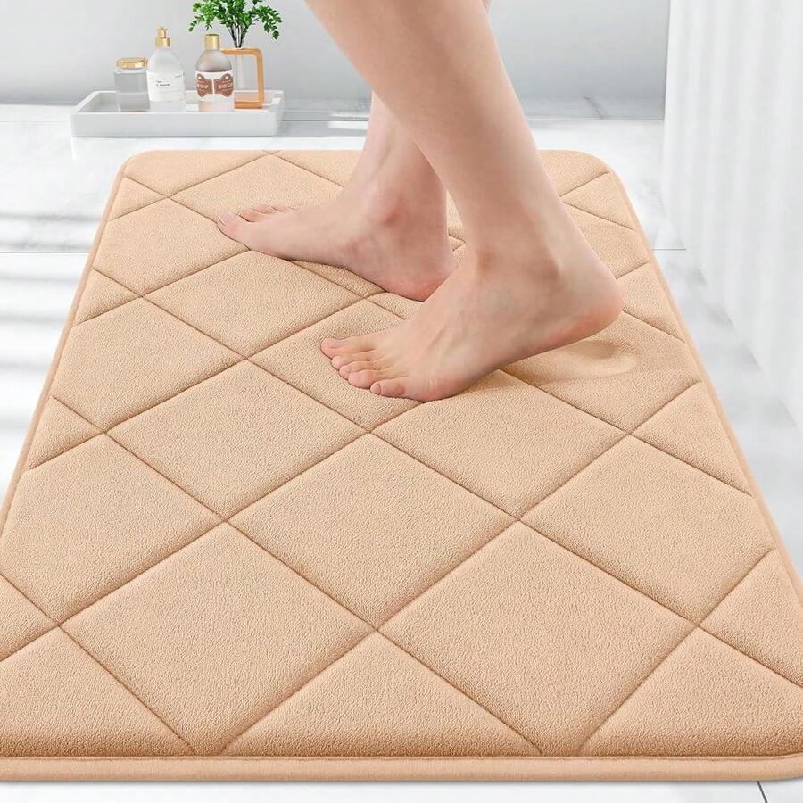 Memory Foam Bath Mat 30x20, Ultra Soft And Absorbent Bathroom Rugs, Machine Washable, Comfortable Bath Carpet For Bathroom Floor, Tub And Shower, Beige{Inchsize_nameinch:Inch30\Inchx20\Inchinch,Inchcolor_nameinch:InchBeigeinch} - 米色 - 查看 1