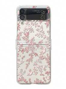 Stylish Full Screen Rose Flower Phone Case With Adjustable Crossbody Neck Lanyard Rope Compatible With Samsung Galaxy Z Flip7 Flip6 Z Flip 5 4 3 Pink Floral Folding Protect Back Cover - Pink - View 7