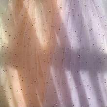1pc Elegant Pearl Beaded Tulle Fabric, 3D Pearl Transparent Mesh Fabric For DIY Handicrafts, Interior Decoration, Sewing Fabric - Multicolor - View 7