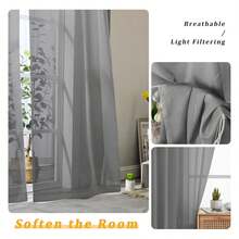 Charcoal Grey Sheer Curtains 72 Inches Long 2 Panels Set, Voile Light Filtering Sheer Curtains For Living Room, Lightweight Rod Pocket Window Treatments Drapes, Each 42" Wx72 L, Charcoal Grey - 多色125 - 查看 2