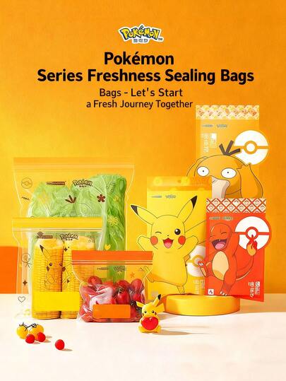 pokemon Pokémon Sealed Bags, Preservation Bags, Home-Use Self-Sealing Bags, Transparent Packaging Bags, Refrigerator And Kitchen Storage, Double-Ribbed Sturdy Bags.