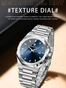 BINBOND New Luxury Men's Quartz Watch Stainless Steel Strap Fashion Casual Waterproof Watch Top Business Calendar Men's Watch - Blue - View 2