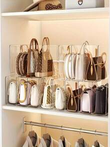 1/2/4pcs Transparent Acrylic Handbag Storage Box - Space-Saving Closet Divider, Suitable For Handbags And Wallets, Transparent Multi-Functional Storage Rack, Ideal For Home And Retail Display, Sewing Storage, Portable, No Electricity Required, Independent, Height Not Exceeding 27 Inches, Capacity Not Exceeding 3.2 Cubic Feet, Wall-Mounted Closet System - Multicolor - View 7