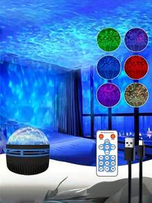 Aurora LED Projection Night Light, USB Powered Multi-Color Northern Lights/Dynamic Wave Projection With Remote Control, Dimmable - Decorative LED Lamp For Bedroom, Living Room, Perfect Gift For Christmas/Halloween - Black - View 5