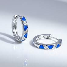 Bông tai bạc 925 thiết kế hình tam giác đính đá Cubic Zirconia nhiều màu sắc, kiểu dáng sang trọng, nhẹ nhàng, thích hợp cho tiệc tùng, đeo hàng ngày, làm quà tặng cho gia đình, bạn bè, dịp Giáng sinh, Lễ tình nhân, sinh nhật (có hộp quà). - màu xanh lá - Xem 3