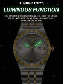 BINBOND 新款男士奢华腕表，时尚不锈钢材质，石英表，防水夜光，休闲男士腕表 - 灰色 - 查看 5