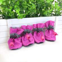4pcs/Set Waterproof Anti-Slip Pet Dog Shoes Chihuahua Rain Boots For Small Dogs Puppies - 玫紅色 - 查看 10