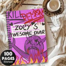 1本K-Pop主题涂色笔记本，包含4个独特的卡通人物设计 - 时尚螺旋笔记本，男女皆宜，是办公室、学校的创意礼物之选