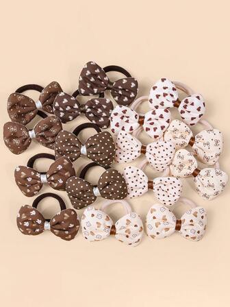 8 piezas de lazos elásticos para el cabello con estampado floral diminuto en marrón, accesorios de cabello versátiles, lindos y elegantes para uso diario, ir al trabajo, fiestas, vacaciones, coletas, bandas elásticas para el cabello, scrunchies, cuerdas para el cabello