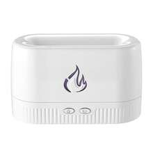 7 Adjustable Flame Colors Aromatherapy Humidifier With Flame Effect, USB Powered Desktop Humidifier, Plastic Material, Evaporates Cool Mist, Suitable For Home And Office - 白色 - 查看 7