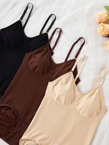 3件套性感无缝束腰提臀连体衣内衣套装 - 彩色 - 查看 3