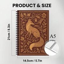 1 cuốn sổ xoắn ốc họa tiết cáo vàng và hoa phong cách Art Nouveau cổ điển - Bìa nâu thanh lịch, khổ A5 hoặc bỏ túi, nhật ký dành cho phụ nữ, ý tưởng quà tặng, bìa cứng bền - Nhiều màu - Xem 2
