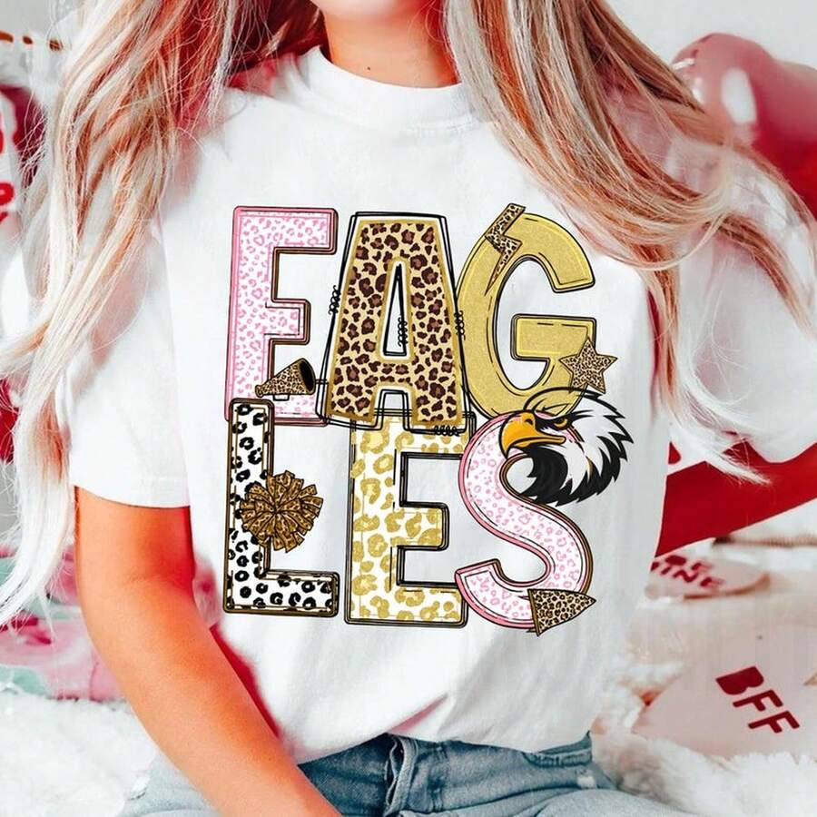 Eagles Mascot T-Shirt PerS-Onnalisé School Spirit T-Shirt BCBG.220G Cotton Everyday T-Shirt – Feels Like A Hug, Wears Like A Clic – Perfect For Family Photos, Team EvenT.S, DIY Printing, Or Lounging – Gift It For Birthdays, Father's Day, Mother's Day, Or Just Beuse MoT.Stops WoM.En Fall OutfiT.S For WoM.En  VaC.Ation OutfiT.S WoM.En Halloween Costume - White - View 1