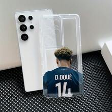 Funda de Teléfono de Moda de Fútbol D-Doué, Compatible con Samsung Galaxy S25, S24, S23, S22, S21, S20 FE Ultra Plus Edge 4G 94G, Funda Trasera Transparente de TPU Suave, Accesorios de Moda, Cubierta Protectora Ligera, Diseño Impreso UV, Comprador de Accesorios Tecnológicos - Mezcla de colores - Ver 6