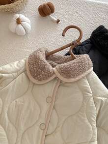 1件男婴杏色高领休闲舒适长袖开衫外套，冬季 - 杏色 - 查看 5