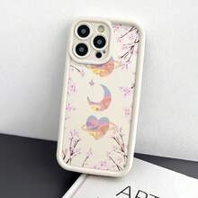 1 Funda de Protección Completa de Material TPU a Prueba de Golpes con Patrón de Planetas y Flores Agrupadas en Blanco y Rosa Antiguo de Bambú para Apple  6//8/X/11/12/13/14/15/16 Pro/16 Pro/16 Plus - Colores mixtos - Ver 2