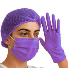 Kit Of 300 Units: 150 Triple-Layer Masks + 100 Caps + 50 Pairs Of Gloves – Protection And Hygiene - 紫色 - 查看 2