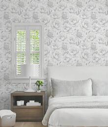 GloryTik Floral Peel And Stick Wallpaper Boho Contact Paper 173" X 118" Grey And White Self Adhesive Removable Wallpaper Modern Wall Paper For Bedroom Bathroomhalloween - 17.3英寸 x 118英寸 - 查看 10