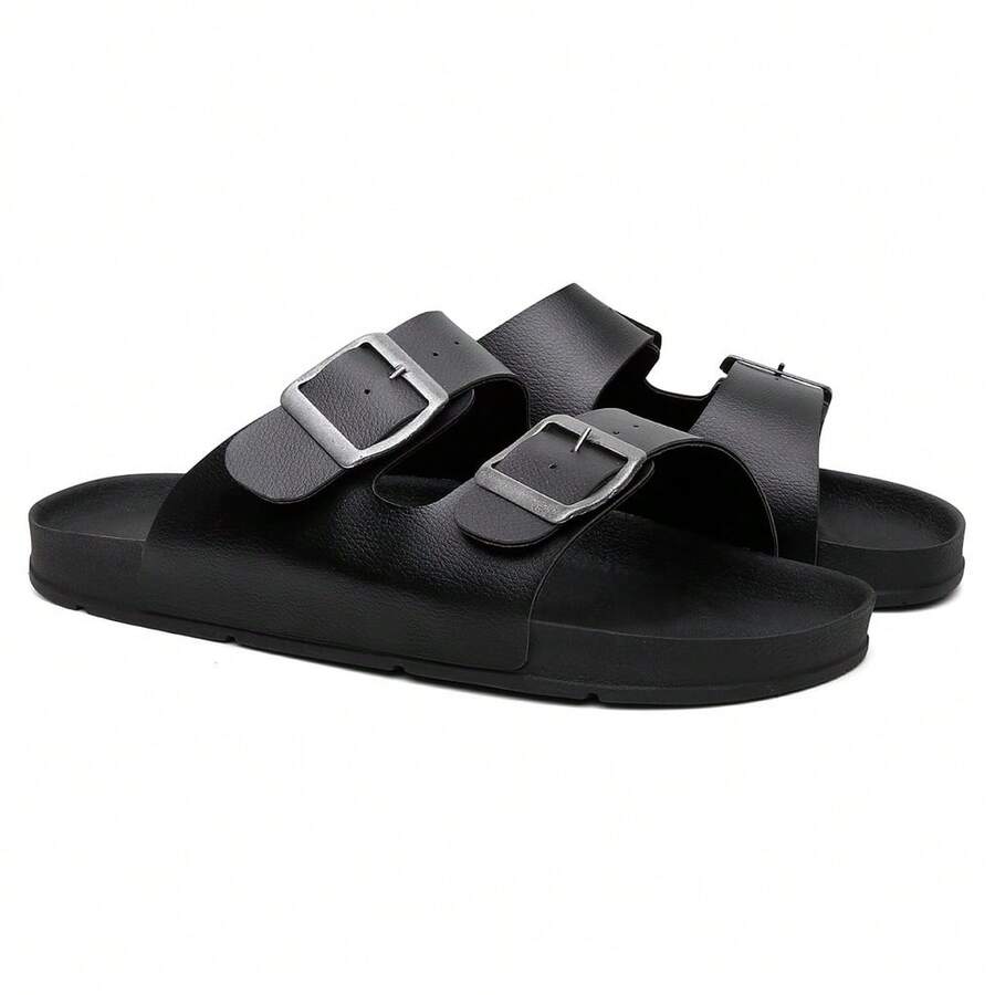Unisex Casual  Sandal With Adjustable Buckle, Comfortable, Synthetic - 黑色 - 查看 1