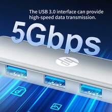 HP USB 3.0 High-Speed Camera Docking Station, Computer Hub, Multifunctional Interface Splitter, USB Flash Drive & Mouse Adapter - Silver - View 9