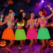4 Pcs Multicolor Neon Glow Foil Fringe Skirts Glow In The Dark Party Supplies For Neon Party Decorations Masquerade Birthday Celebration Halloween Dress - Nhiều màu - Xem 5