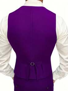 奢华男士婚礼西装 时尚男士修身纯色商务办公西装套装 男士西装外套+西裤+马甲 三件套