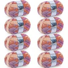 Chunky Yarn Hand Knitting - #10 Chunky Chenille Blanket Yarn, Jumbo Big Thick Chunky Yarns Crocheting, Tie Dye Bulky Knit Yarns, 8 Skein 25 Yds 8 Oz Each Skein SageKhaki - 8 件裝 + 紫色和橙色 - 查看 1