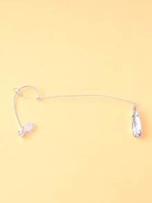 1pc Luxury Teardrop Ear Cuff, Versatile Personalized Faux Crystal Earrings