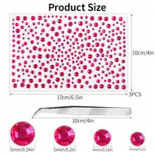 975Pcs Face Gems Hair Gems, Self-Adhesive Face Jewels Eye Jewels Rhinestones 3/4/5/6 Mm DIY Face Gems Stick On, Hair Body Rhinestones Gems Crystals Pearls For Face Makeup, Crafts (Gem_Rosered){Inchcolor_nameinch:Inchgem_roseredinch} - gem_rosered - 查看 3