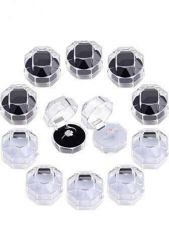 Transparent Ring Box Plastic Jewelry Box For Earrings, Rings, Necklaces, Jewelry Display Box, Multi-Purpose Ring And Earring Storage Container Suitable For Wedding Proposal Valentine's Day For Women Storage Organizer Travel Holiday Essential Portable Clear Plastic Keepsake Case Elegant Compact Gift Ready Display Organizer Perfect For Bridal Shower Engagement Presentation Anniversary Romantic Holiday Fall Decor Autumn Halloween Gift Idea