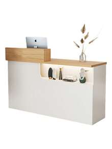 Recepcion Escritorio Con Guía Y Cajon Cerradura Mueble 120cm - Blanco - Ver 2