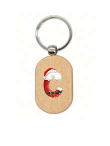 1 قطعة من سلسلة مفاتيح خشبية بنمط الحروف A-Z لخلق جو احتفالي، ديكور حقيبة بطراز عيد الميلاد، قلادة، زينة، تميمة، علامة، خفيفة الوزن وقابلة للحمل، فاخرة، قلادة خشبية بالحرف الأول، هدية صغيرة إبداعية، قلادة حقيبة، علامة خشبية، سلسلة مفاتيح، اكسسوارات DIY، هدايا حفلات العطلات