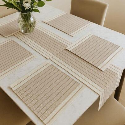 Jogo americano rústico 7 peças (6 lugares e 1 caminho)