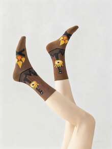 Fairycore Calcetines de media caña con estampado completo de moda creativa y personalizada para mujer. - Multicolor - Ver 7