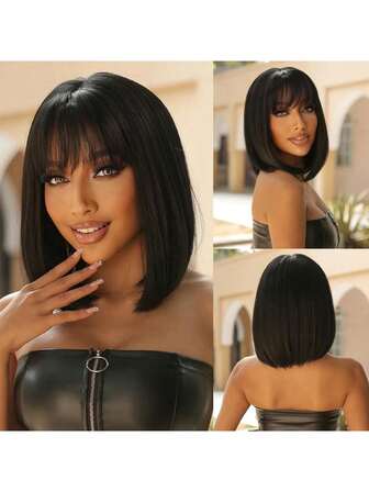 12 Inch Short Bob Wigs With Dark Roots Synthetic Heat Resistant Wigs Blonde Ombre For Woman Party Use Halloween Hot