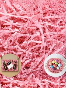 1包粉色拉菲草礼品包装纸，圣诞礼盒填充物，适用于圣诞节、情人节、新年、婚礼、生日礼物填充物、派对用品 - 粉色 - 查看 7