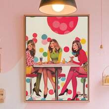 1 pieza Cartel de arte de pared de arte pop retro, collage de moda vintage, arte de pared vintage, decoración de los años 60, acento colorido para el hogar, arte divertido para la sala de estar - Pósteres Pintura en lienzo Artes de pared Decoración del hogar Sin marco
