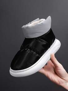 Stivali da neve impermeabili da uomo, pantofole da esterno invernali con fodera in pelliccia, antiscivolo - nero - Visualizzare 7