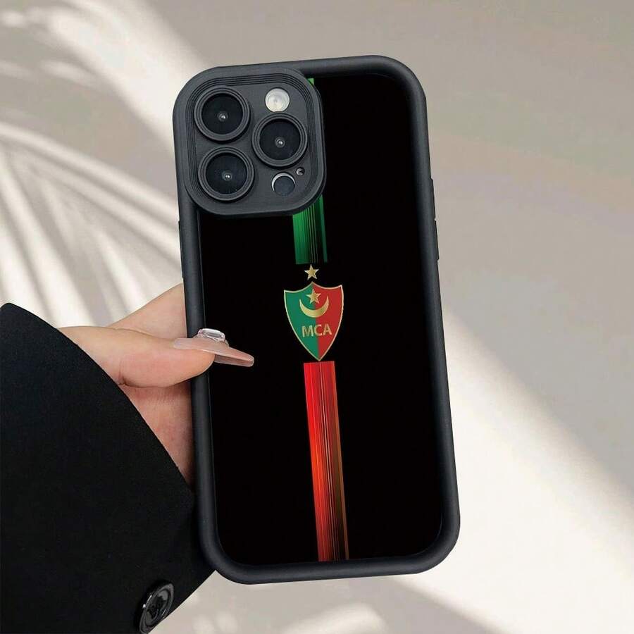 Funda Negra para Teléfono con Diseño de Logo MCA, Patrón Creativo de Moda, Cubierta Protectora Nueva de Escalera de Ojos de Cielo, Regalo de Estilo Divertido y Simple, Adecuada para 16/15/14/12/11 - Colores mixtos - Ver 1