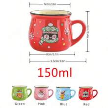 1/4pcs Mini Cartoon Mug Creative Ceramic Graffiti Santa Claus Elk Cups Christmas Gifts Milk Coffee Tea Drinkware Water Cups