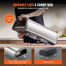 Horno de pizza eléctrico de 12" para encimera, máquina para hacer pizza de acero inoxidable con piedra para pizza y espátula, calienta hasta 850 °F, horno de pizza multiusos para interiores y exteriores para restaurantes, hogares y campamentos - Negro - Ver 5