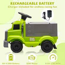 Camión volquete infantil de 12 V con control remoto, coche de juguete interactivo de 4 ruedas con plataforma y pala, reproductor de música Bluetooth y luces LED, vehículo de construcción eléctrico para niños y niñas de 3 a 8 años. - blanco verde - Ver 3