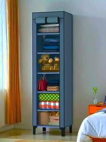 Sistema organizador de armario portátil  armario de almacenamiento independiente con estantes cerrados, gabinete de toallero que ahorra espacio, diseño de múltiples niveles para ropa, calcetines, toallas - Resistente a la intemperie y ligero - Azul - Ver 2