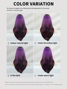 Gorgeous-24 Inch Layered Violet Purple Wigs For Women,Long Straight Wigs With Curtain Bangs, High Density Fluffy Synthetic Heat Resistant Fiber Hair Wig For Anime Cosplay Wear, Music Festival Party Use - 紫羅蘭色 - 查看 7