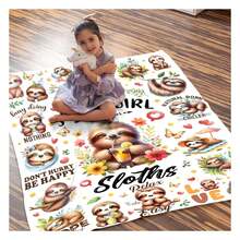 Sloth Blanket Gifts For Women Just A Who Loves Sloths Blankets Sloth Stuff For Animal Soft Flannel Throws For Sofa Bed Camping Travel Home Decor, 60"X80" For Adults, Cozy Flannel Blanket - Multiple Sizes Available, Ultra Soft For Sofa/Bed, Winter Necessity - 彩色 - 查看 5