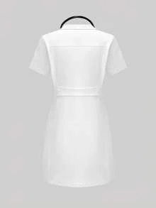 cimmuovere Women's Long Sleeve V-Neck Scrubs Nurse Scrubs Workwear Dentist Healthcare Pet Hospital Laboratory Coat White Spring - White - View 9