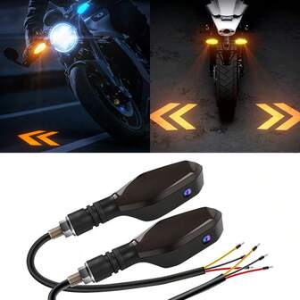 2件/套 摩托车LED转向灯 通用彩色箭头投影灯 辅助驾驶指示灯 黄色投影灯 多模式高亮度霓虹灯 摩托车配件