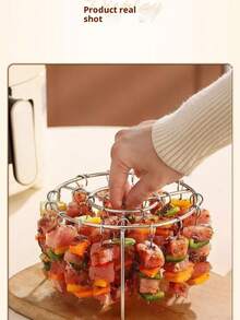 空气炸锅专用烧烤架圆形多针可拆卸挂串架烤箱烧烤架随时享受精致生活（12/24/36串）