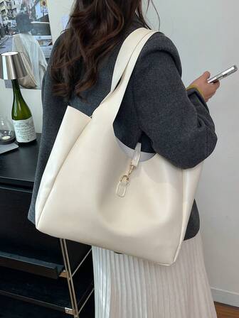 Bolso de mano de alta gama para mujer, bolso de hombro de unicolor de moda coreana, bolso de lujo de gran capacidad y peso ligero de cuero suave para llevar debajo del brazo