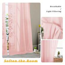 Pink Sheer Curtains 90 Inches Long 2 Panels Set, Light FilteringFilmy Drapes For Living Room Bedroom, Elegant Soft Rod Pocket Voile Sheer Window Curtains, 42Wx90L Inch, 2PCS - Multicolor 122 - View 2